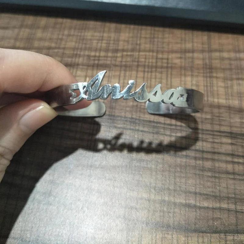Personalized Name Cuff Bracelets Stainless Steel Love Bangle Jewelry