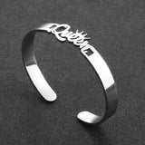 Personalized Name Cuff Bracelets Stainless Steel Love Bangle Jewelry