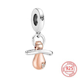 925 Silver Rose Pacifier Charm Beads for Jewelry Making