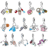 925 Silver Beads Hobby Sports Game Food Charm for Bracelets