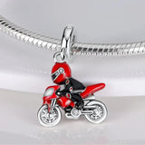 Silver Motorcycle Dangle Bead European Bracelet Bangle