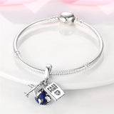 Silver Motorcycle Dangle Bead European Bracelet Bangle