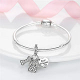 Silver Motorcycle Dangle Bead European Bracelet Bangle
