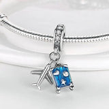 Silver Motorcycle Dangle Bead European Bracelet Bangle