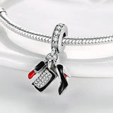Silver Motorcycle Dangle Bead European Bracelet Bangle
