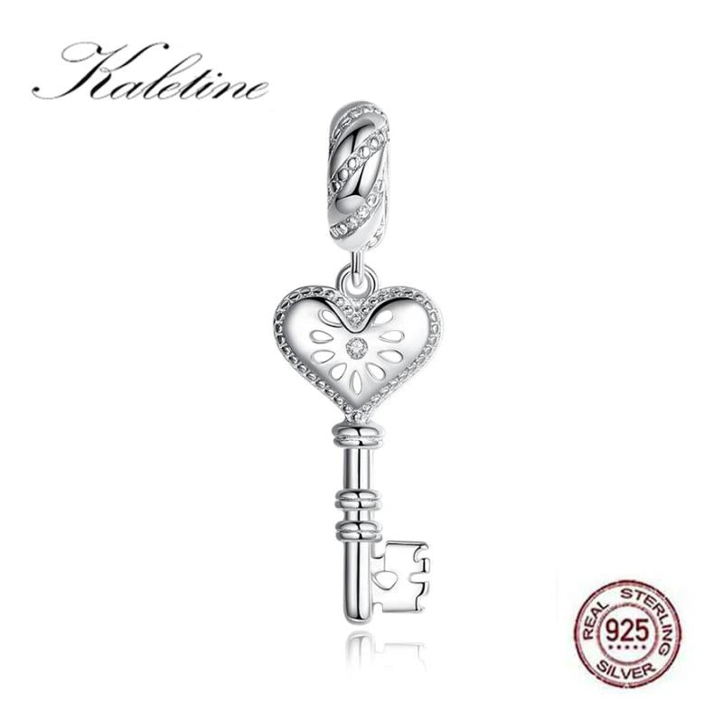 925 Sterling Silver Key Heart Charms for Making Jewelry