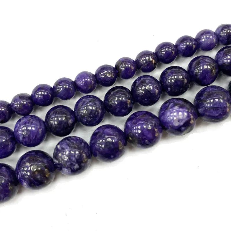 Purple Charoite Round Gemstone Beads for Jewelry Making DIY 15''