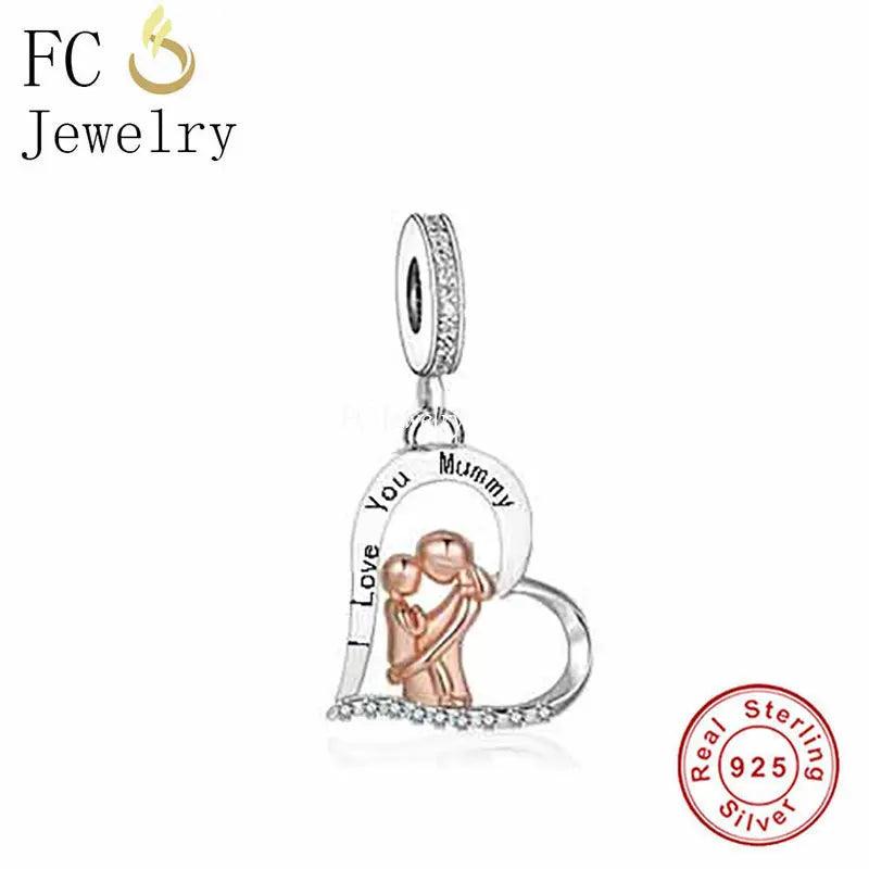 925 Sterling Silver Mom and Baby Charm Bead for Bracelet