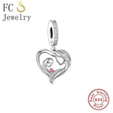 925 Sterling Silver Mom and Baby Charm Bead for Bracelet
