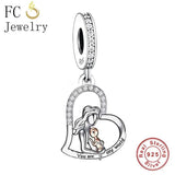 925 Sterling Silver Mom and Baby Charm Bead for Bracelet