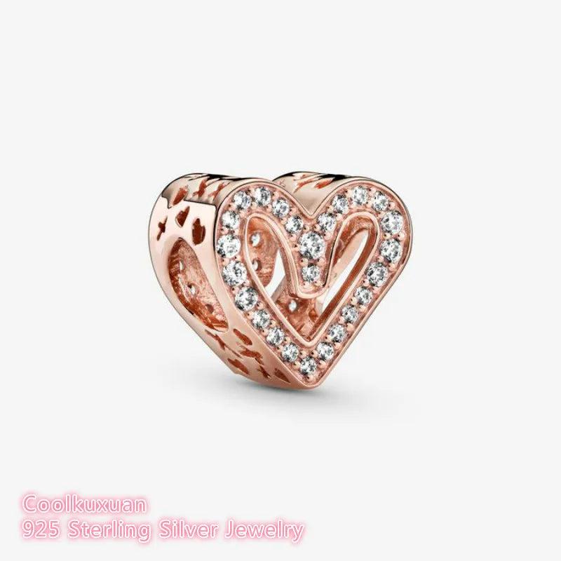 925 Silver Love Flower Basket Rose Charm