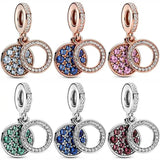 Sparkling Light Red Green Pink Disc Double Pendant Bead
