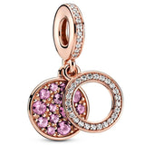 Sparkling Light Red Green Pink Disc Double Pendant Bead