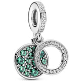 Sparkling Light Red Green Pink Disc Double Pendant Bead