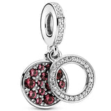 Sparkling Light Red Green Pink Disc Double Pendant Bead