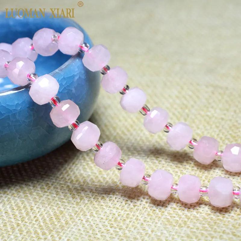 Rose Quartz Faceted Rondelle Beads for Jewelry Making