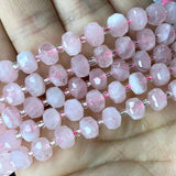 Rose Quartz Faceted Rondelle Beads for Jewelry Making