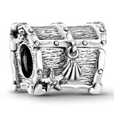 925 Silver Charm: Treasure Box & Rose Lock Hearts Bead Set for Bracelet