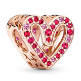 925 Silver Charm: Treasure Box & Rose Lock Hearts Bead Set for Bracelet