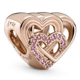 925 Silver Charm: Treasure Box & Rose Lock Hearts Bead Set for Bracelet