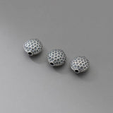 925 Silver Honeycomb Surface Oval Loose Beads S925 Spacer Beads DIY Jewelry