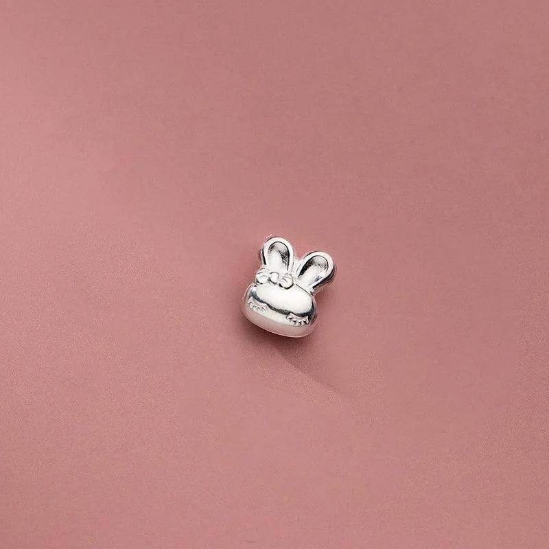 TrustDavis 999 Silver 3D Rabbit Charm Separator Beads DIY Fit Bracelet