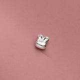 TrustDavis 999 Silver 3D Rabbit Charm Separator Beads DIY Fit Bracelet