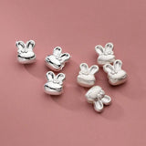 TrustDavis 999 Silver 3D Rabbit Charm Separator Beads DIY Fit Bracelet