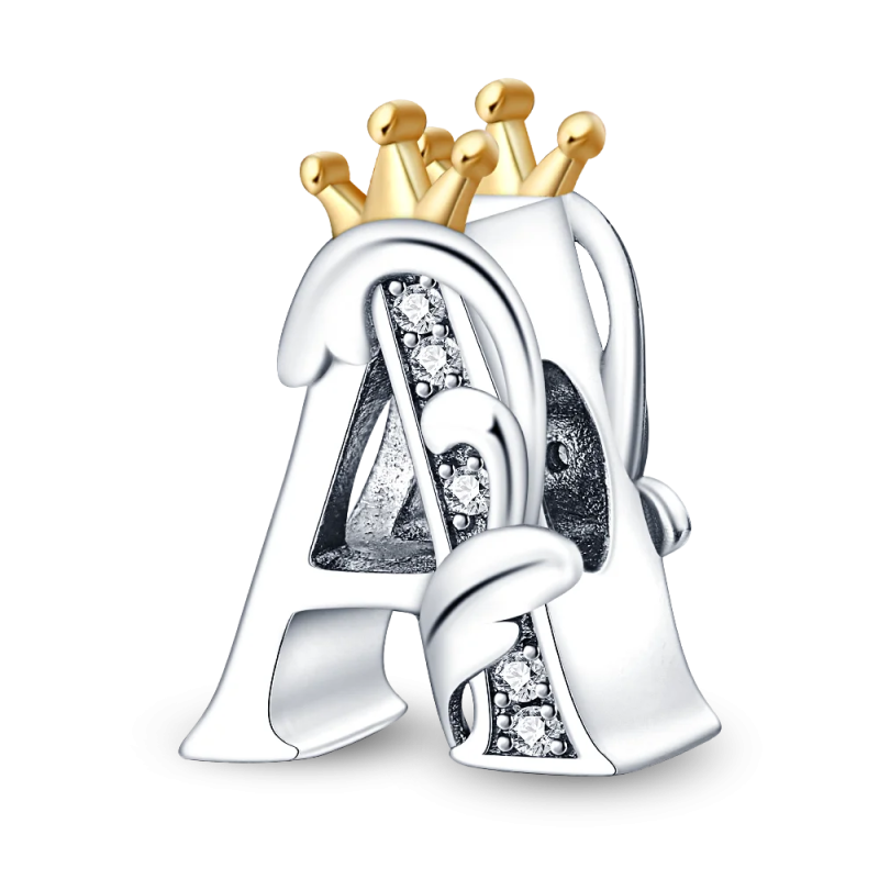 925 Sterling Silver Crown Letter Beaded Bracelet&Bangle for Women