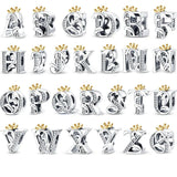 925 Sterling Silver Crown Letter Beaded Bracelet&Bangle for Women