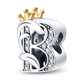 925 Sterling Silver Crown Letter Beaded Bracelet&Bangle for Women