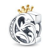 925 Sterling Silver Crown Letter Beaded Bracelet&Bangle for Women
