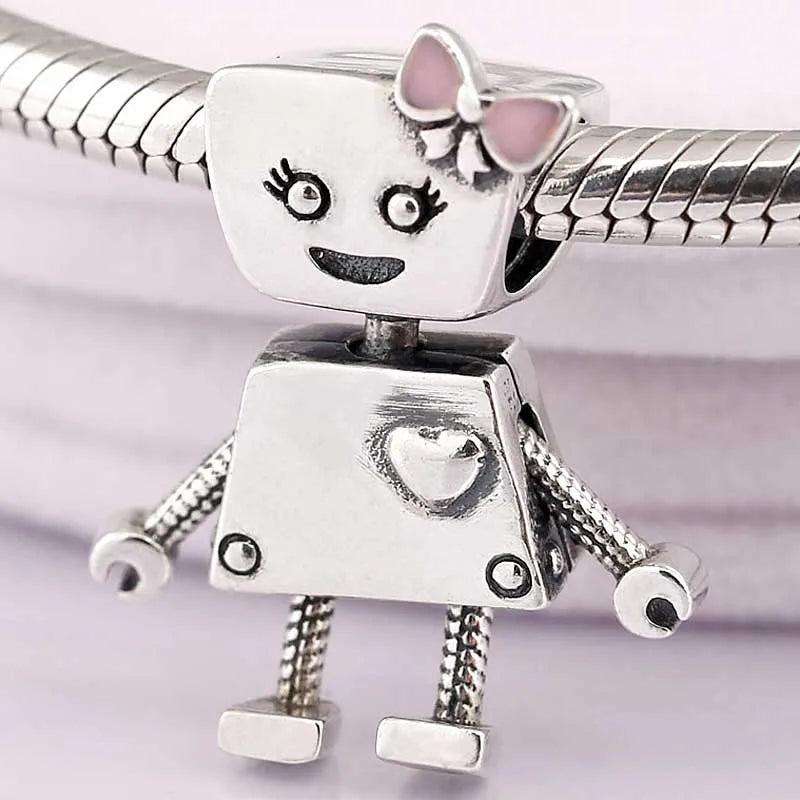 Robot Beads 925 Sterling Silver Charm Bracelet