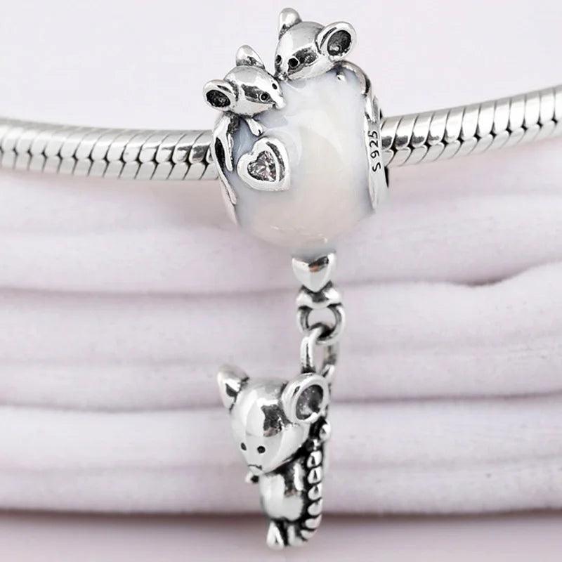 Mouse Balloon Pendant Beads for 925 Silver Bracelet