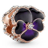 Rose Deep Purple Flower Beads With Enamel for Bracelet DIY