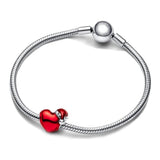 925 Silver Red Christmas Heart Charm Bead for Bracelet Pendant