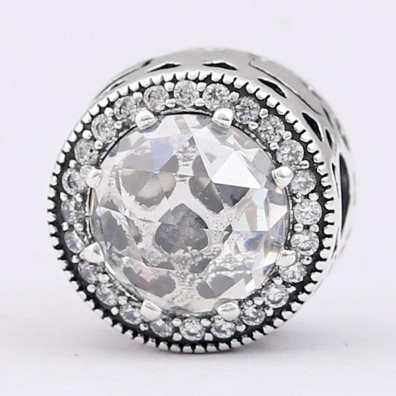 Radiant Hearts Crystal Beads Clip Lock Stopper Beads 925 Sterling Silver Charm