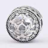 Radiant Hearts Crystal Beads Clip Lock Stopper Beads 925 Sterling Silver Charm