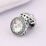 Radiant Hearts Crystal Beads Clip Lock Stopper Beads 925 Sterling Silver Charm