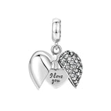 925 Silver Heart Charm Purple Zircon Beads for 925 Bracelets