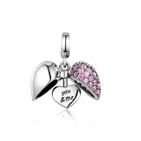 925 Silver Heart Charm Purple Zircon Beads for 925 Bracelets