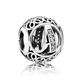 A-R Openwork Alphabet Bracelet with Crystal Beads 925 Sterling Silver