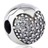 Crystal Heart Clip Lock Stopper Bead for 925 Silver Bracelet