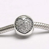Crystal Heart Clip Lock Stopper Bead for 925 Silver Bracelet