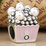 Pink Enamel Popcorn Pearls Crystal Bead for Bracelet DIY