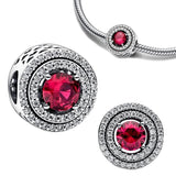 925 Silver Red Round Charm Bead DIY Bracelet Pendant Jewelry Gift