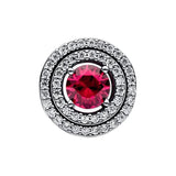 925 Silver Red Round Charm Bead DIY Bracelet Pendant Jewelry Gift