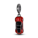 925 Sterling Silver Red Car Charms Beads Bracelet