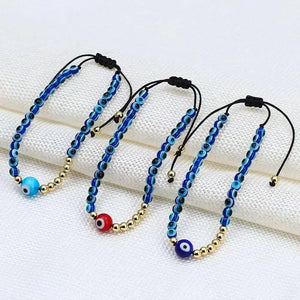 Vintage Demon Eye Beads Bracelet Hand Braided Adjustable String