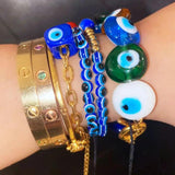 Vintage Demon Eye Beads Bracelet Hand Braided Adjustable String